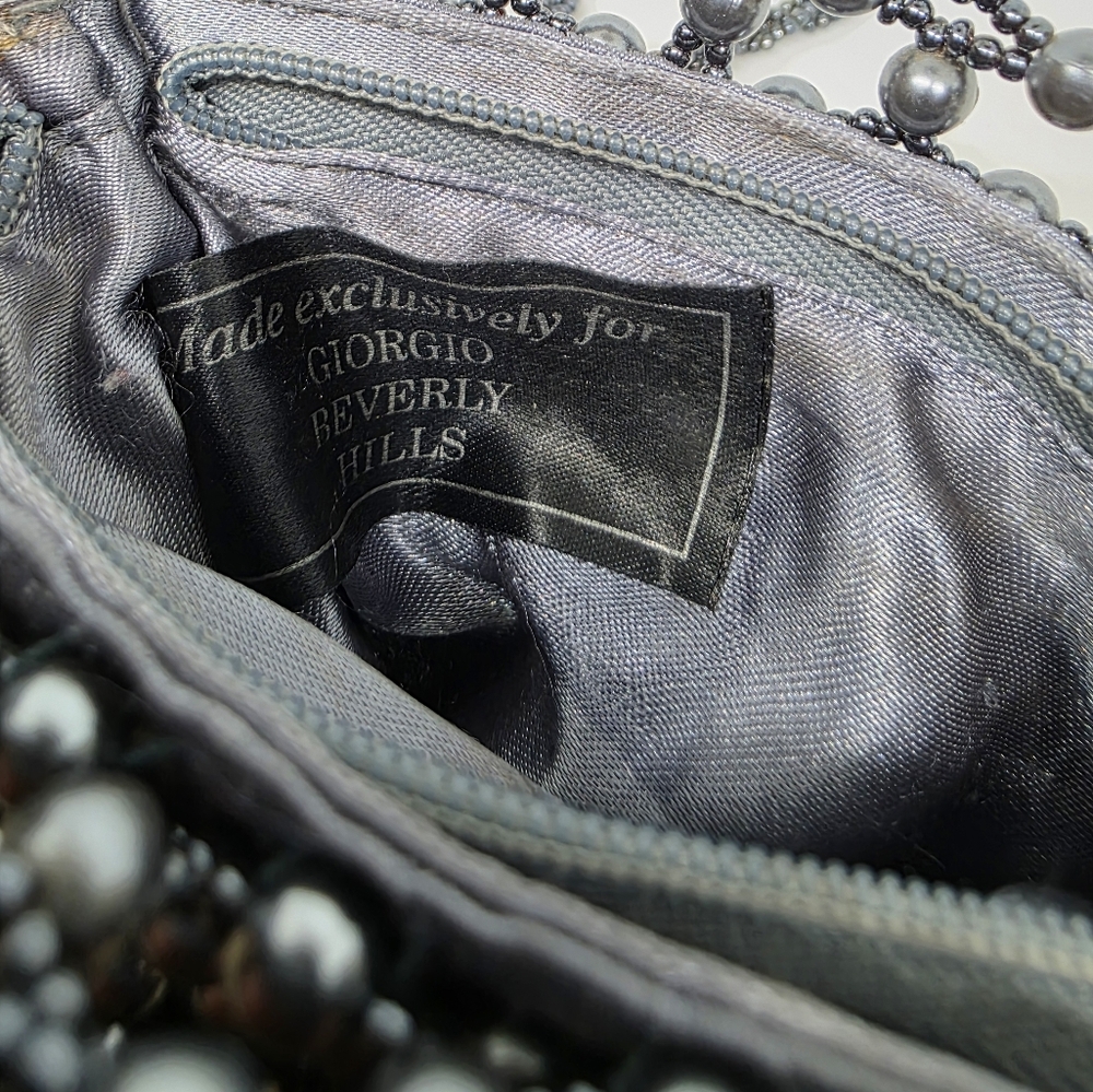 Giorgio Beverly Hills Vintage Elegant Beaded Gray Mini Bag Crossbody 5×4" - Picture 7 of 9